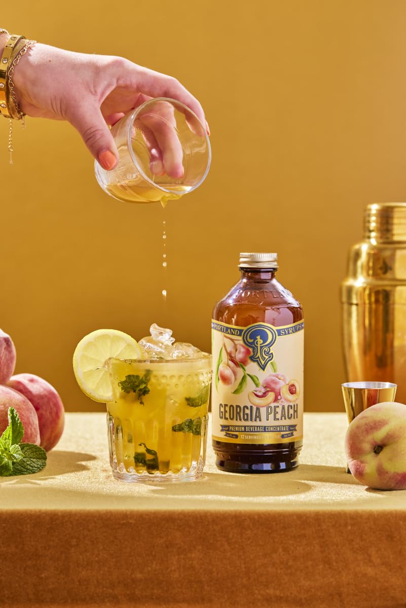 Portland Syrups Georgia Peach Syrup drizzled over desserts for a fruity finish.