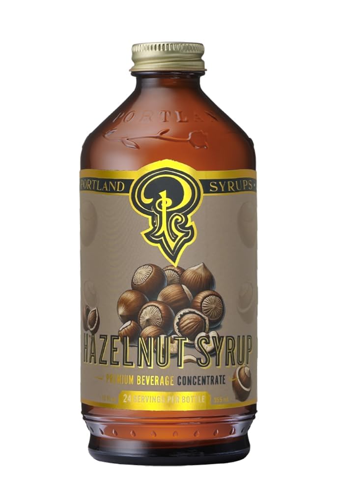 Portland Syrups Hazelnut Syrup pour-over coffee enhancement with a smooth, nutty flavor.