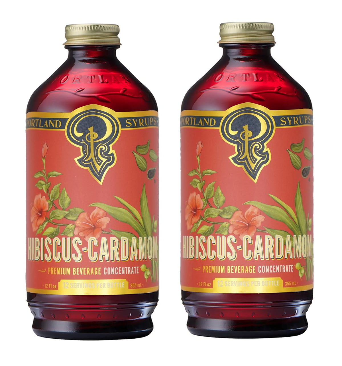 Portland Syrups Hibiscus Cardamom bottle showcases rich flavor for cocktails
