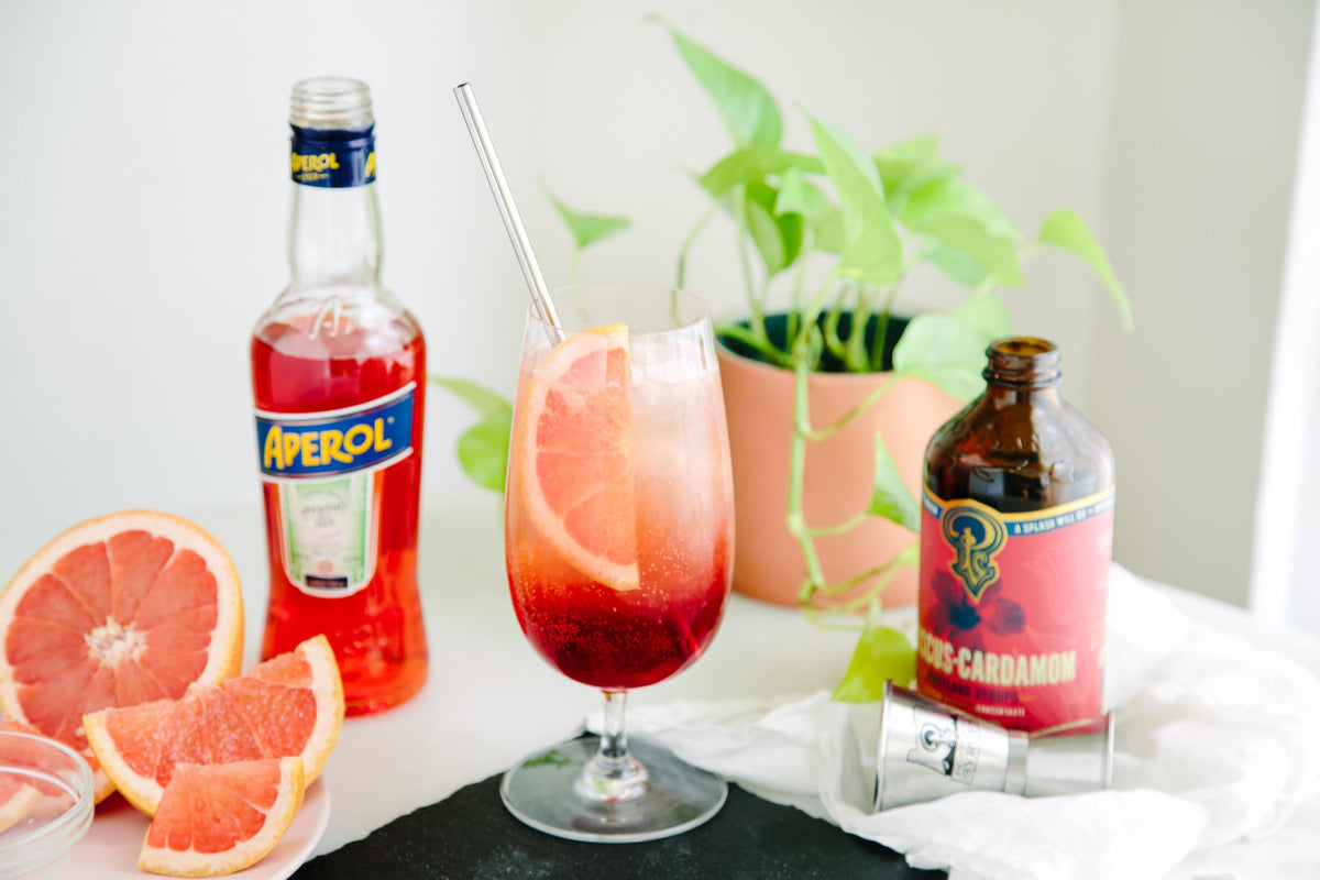 Portland Syrups Hibiscus Cardamom tea prep releases fragrant notes