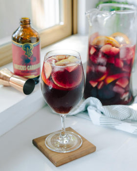 Portland Syrups Hibiscus Cardamom tea infusion for a fragrant, caffeine-free option.