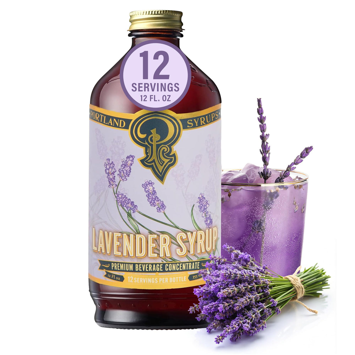 Portland Syrups lavender syrup bottle showcasing premium ingredients for beverages