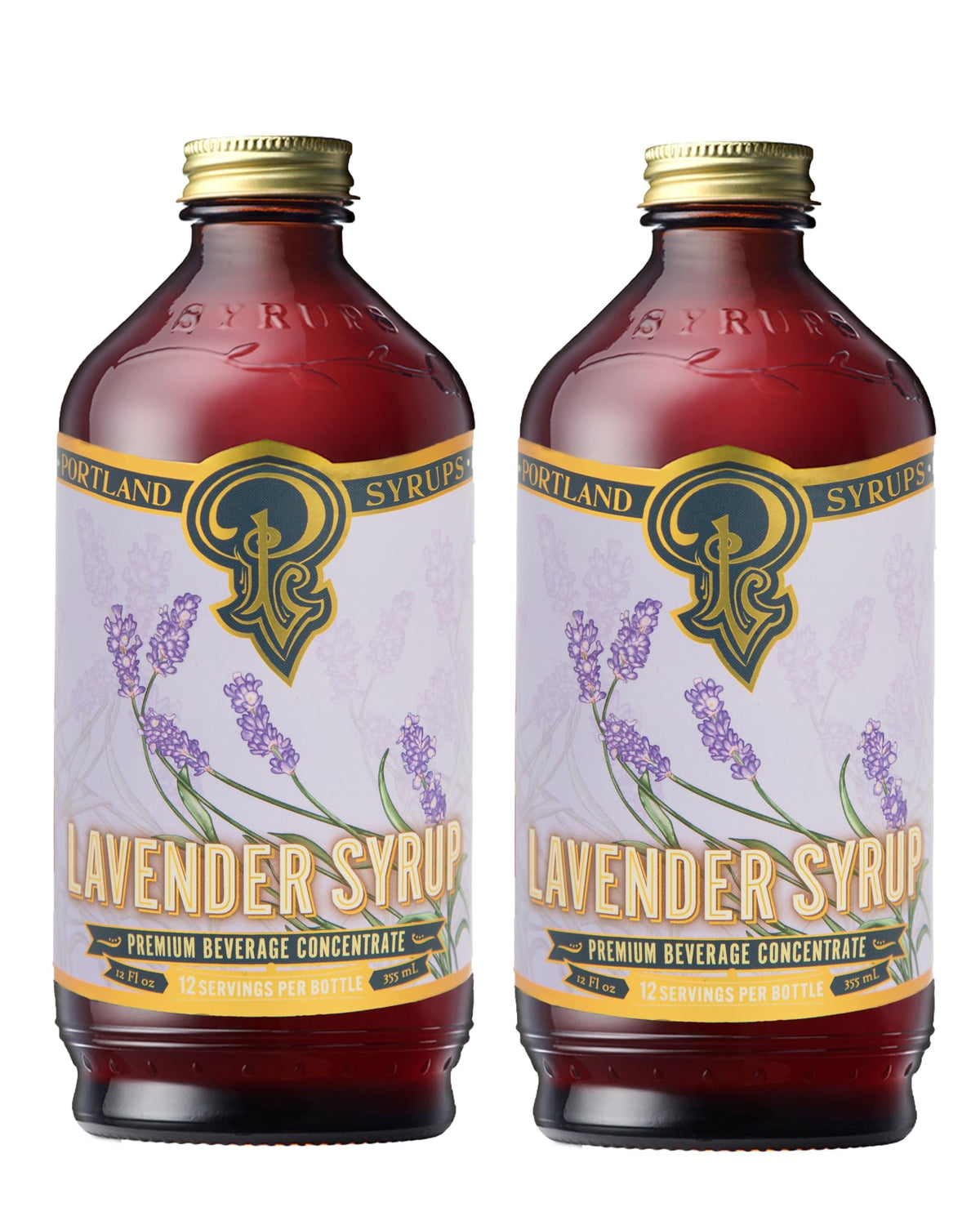 Portland Syrups Lavender Syrup bottle emphasizes natural lavender flavor for drinks and baking.