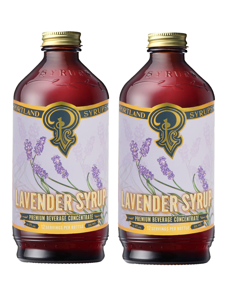 Portland Syrups Lavender Syrup bottle emphasizes natural lavender flavor for drinks and baking.