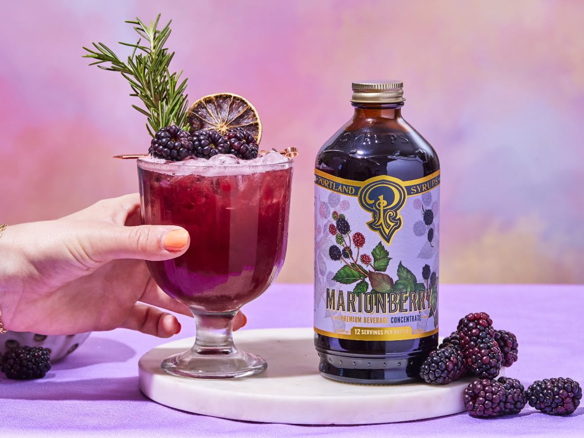 Portland Syrups Marionberry Syrup cocktail-kit shot suggests bar-ready mixing