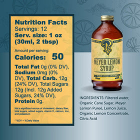 Meyer Lemon Syrup in a glass elevates tea, soda, or cocktails with aroma