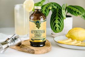 Portland Syrups Meyer Lemon Syrup packaging showing 12 oz bottle and craft appeal.