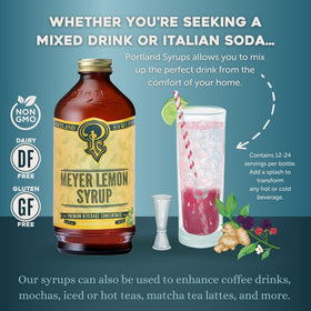 Pouring Meyer Lemon Syrup from Portland Syrups adds bright citrus to drinks