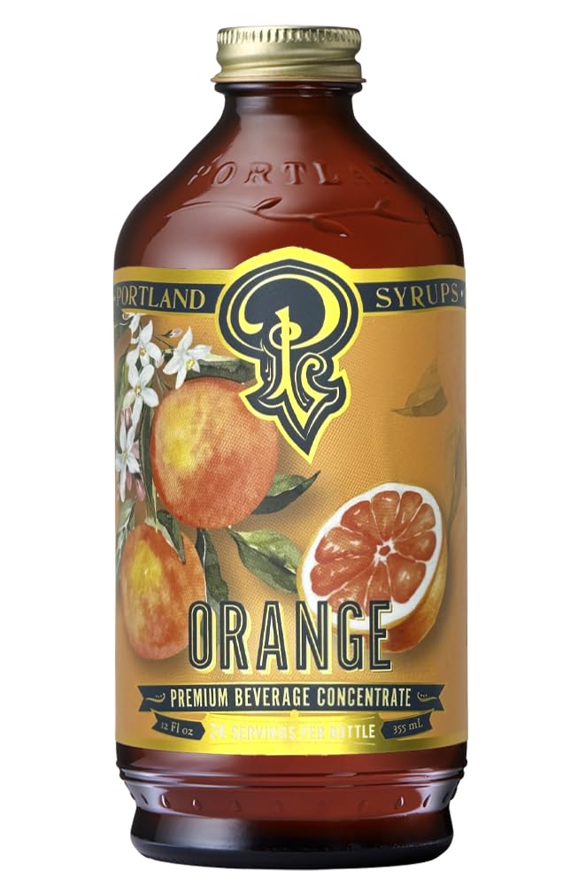 Portland Syrups Orange Syrup bottle close-up highlights Cara Cara flavor for cocktails