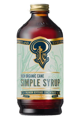Portland Syrups Organic Cane Simple Syrup bottle-front, premium quality for cocktails and coffee.