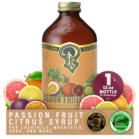Portland Syrups Passion Fruit Citrus bottle adds tropical flavor to cocktails.