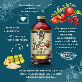 Portland Syrups Pomegranate Cherry syrup added to coffee for flavor.