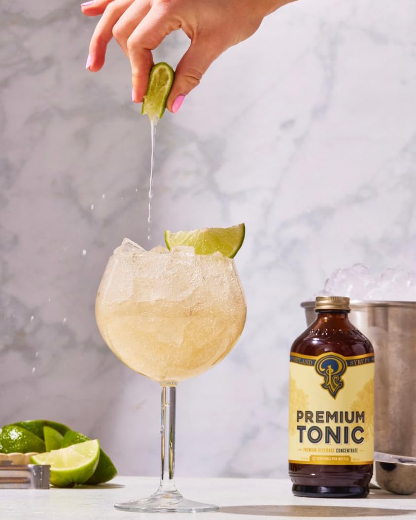 Portland Syrups Premium Tonic bottle label communicates premium quality and value.