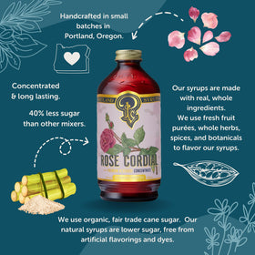 P Portland Syrups Rose Cordial dried rose visual shows natural ingredients
