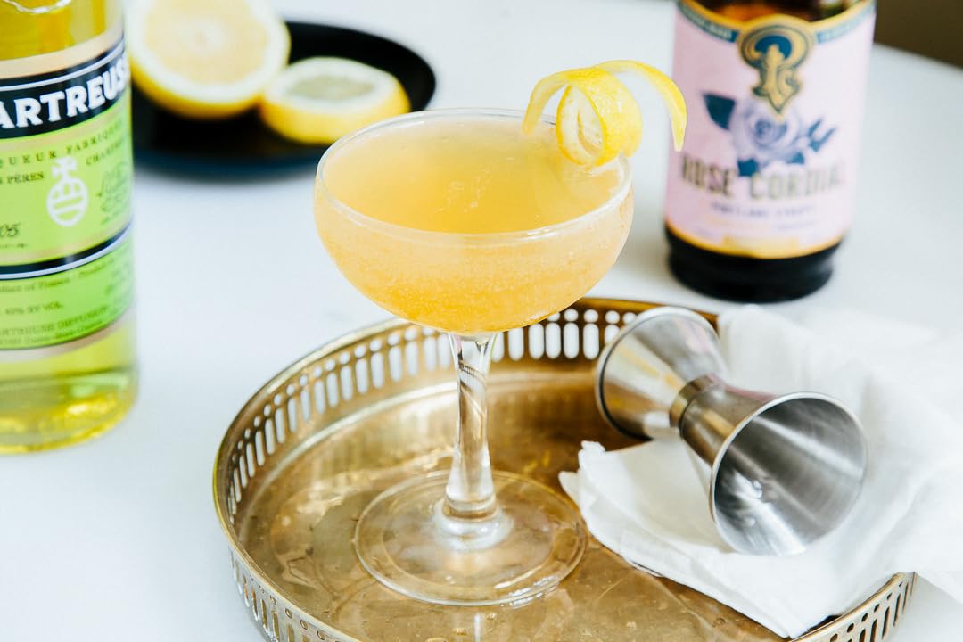 Rosy mocktail idea with Portland Syrups Rose Cordial for a non-alcoholic fizz.