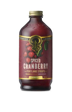 Portland Syrups Spiced Cranberry Syrup bottle front, highlighting festive flavor for cocktails