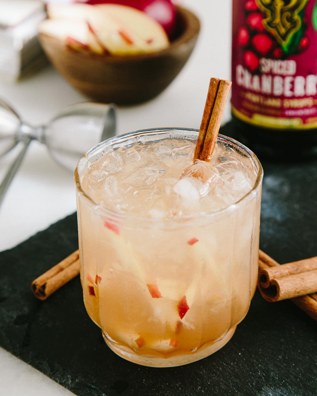 Portland Syrups Spiced Cranberry Syrup with cranberries and cinnamon sticks