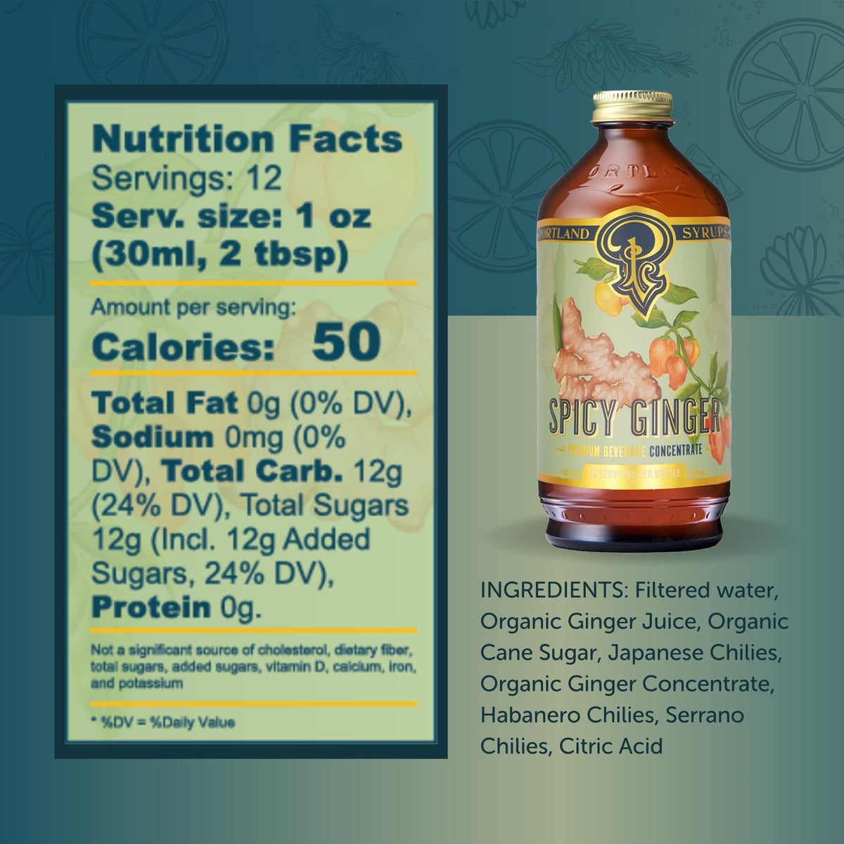 Portland Syrups Spicy Ginger Syrup natural sweeteners with lower sugar
