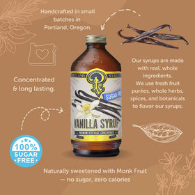 Cold brew glass accented with Portland Syrups Sugar-Free Vanilla for rich vanilla aroma.