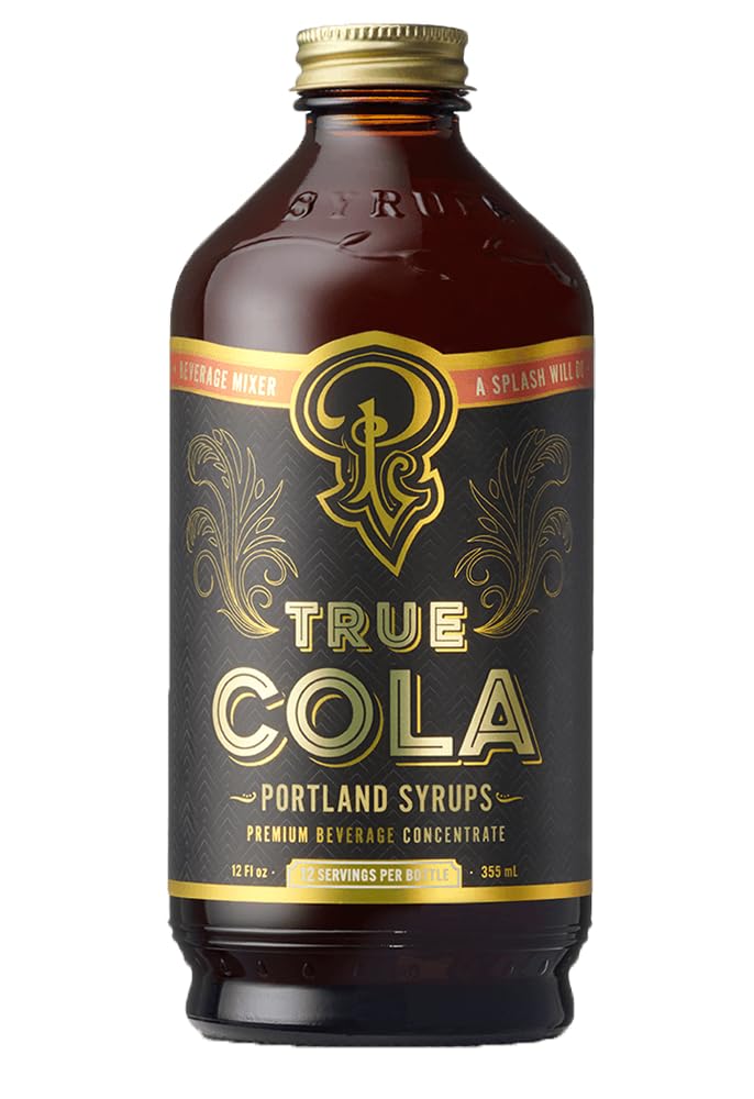 Portland Syrups True Cola bottle highlights real kola nut flavor for rich cocktails.