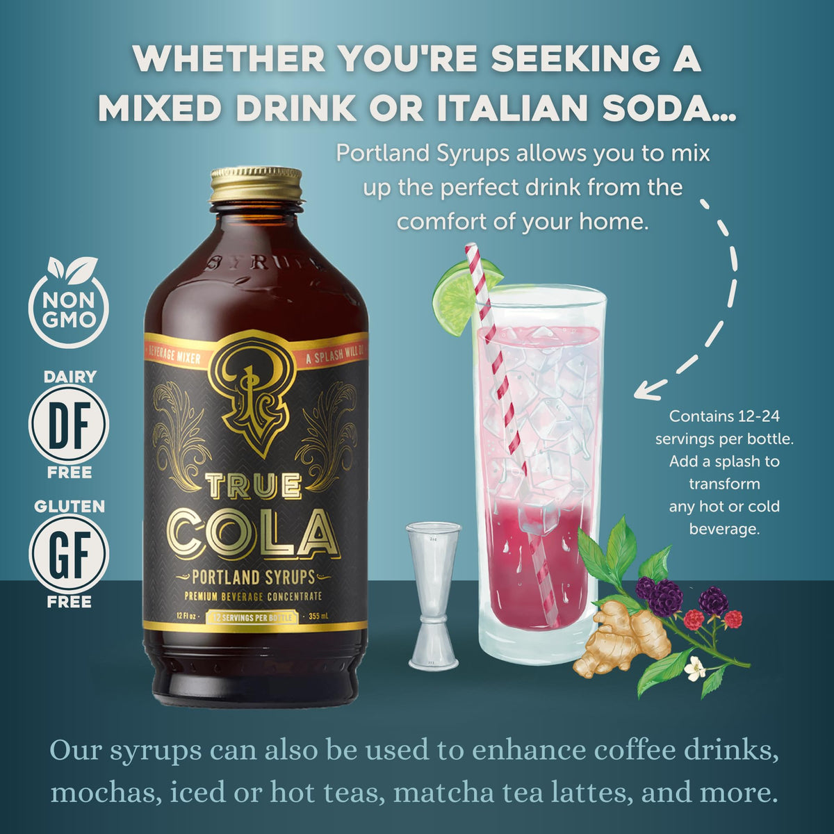 True Cola label emphasizes small-batch, all-natural ingredients for a premium mixer.