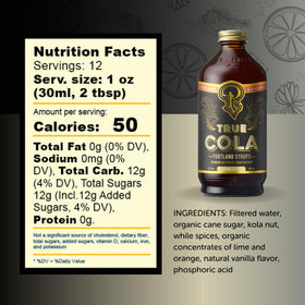 Retail shelf with Portland Syrups True Cola invites discovery of a lower-sugar mixer.