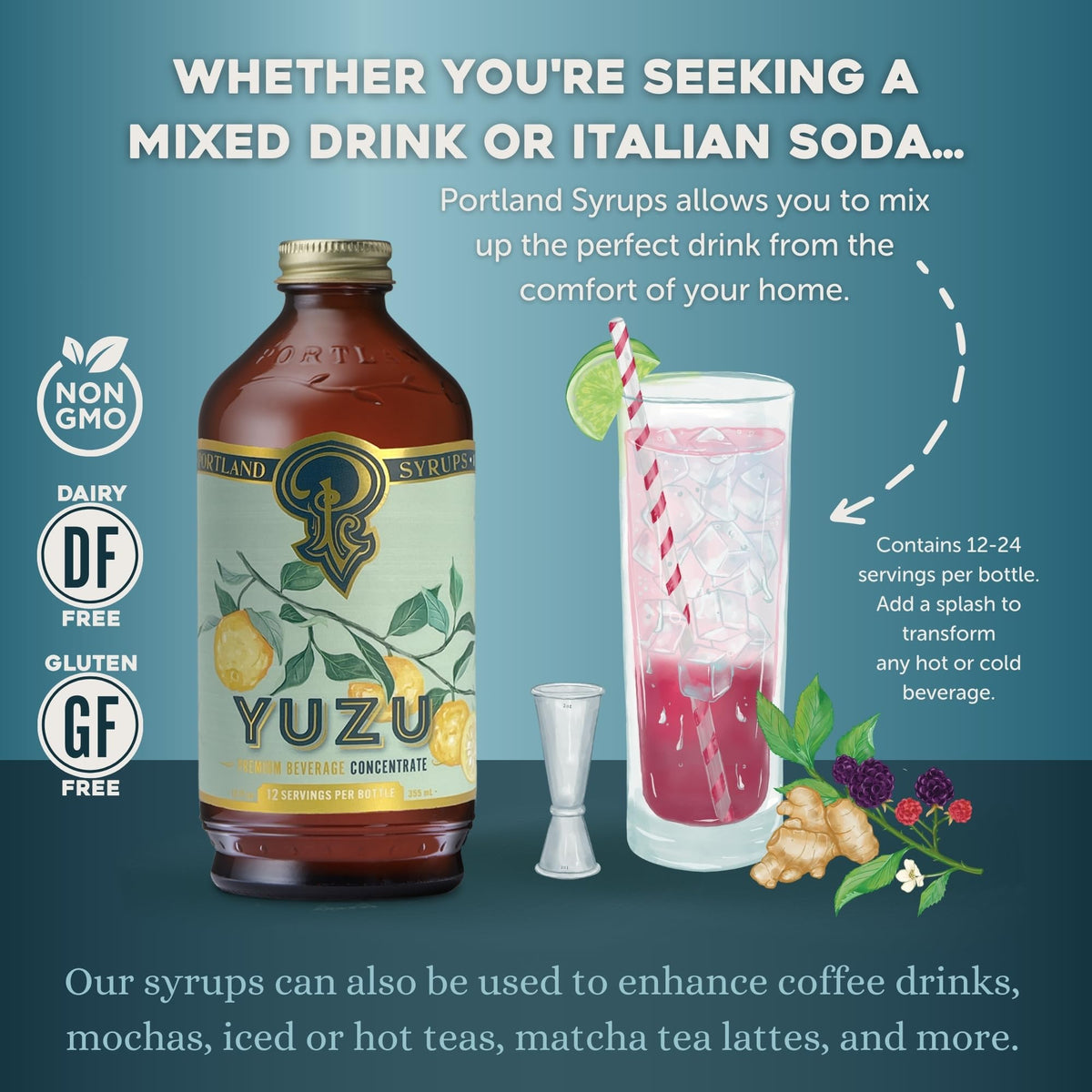 Portland Syrups Yuzu syrup pour for quick, flavorful drinks.