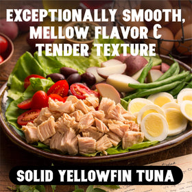 Opened can of Portofino yellowfin tuna in extra virgin olive oil