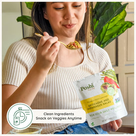 POSHI salad nutrition panel highlights protein and fiber