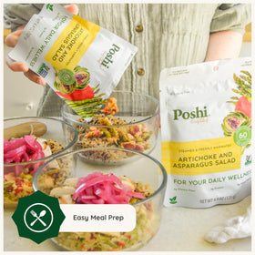 POSHI ready-to-eat artichoke & asparagus salad in a portable pouch
