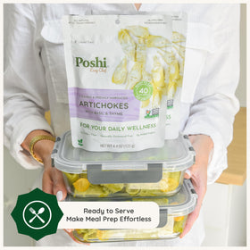 Poshi zero-sugar artichokes, no added sugars for lighter meals.