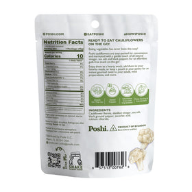 POSHI marinated cauliflower closeup—zesty salt and pepper flavor for savory snack lovers.