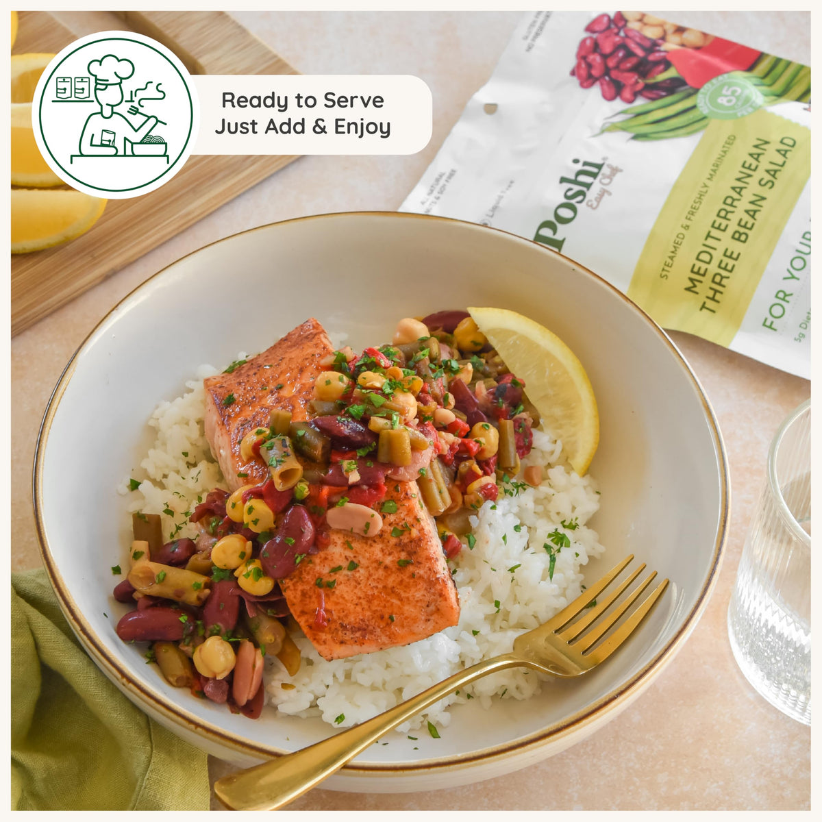 POSHI ready-to-eat salad serves as a satisfying side or meal