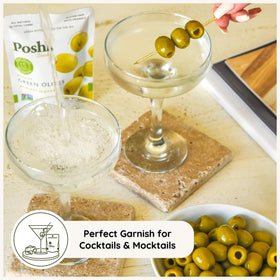 Party platter with Poshi olives enhances flavor and presentation.