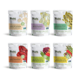 Poshi marinated vegetables variety pack assortment ready to enjoy.
