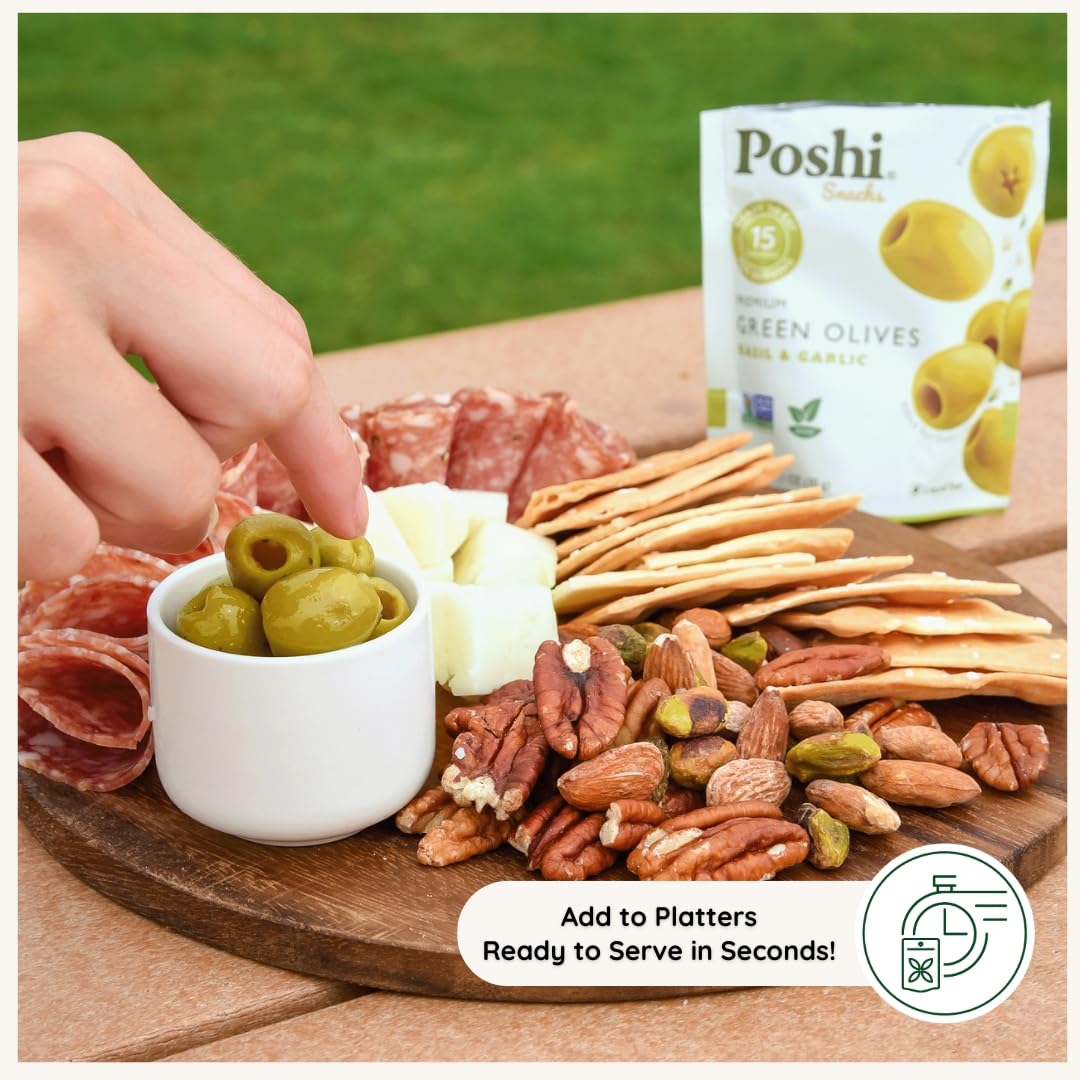 POSHI Olive oil detail highlighting fresh ingredients.