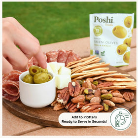 POSHI Olive oil detail highlighting fresh ingredients.