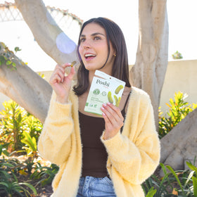 Poshi Label close-up highlights brand and sea salt notes