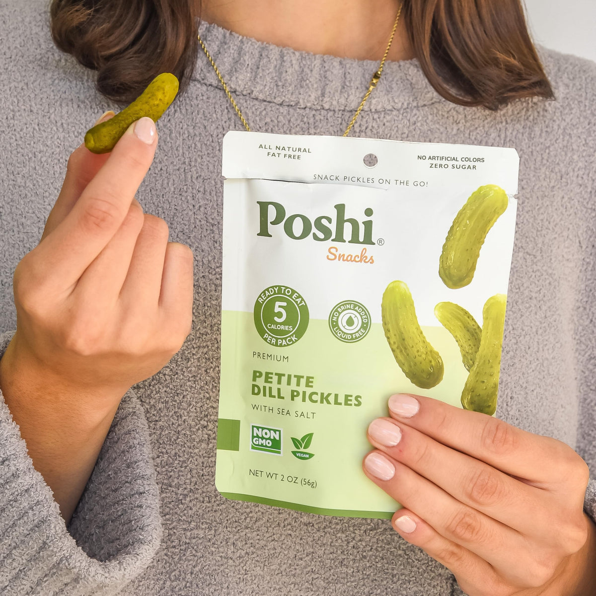Poshi Ready-to-Eat Pickles Snack emphasizes convenience and craving satisfaction