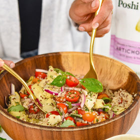 Poshi ready-to-eat vegetables straight from the pouch.