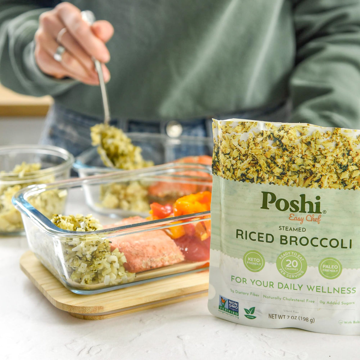 Poshi gluten-free veggie rice as a meal side