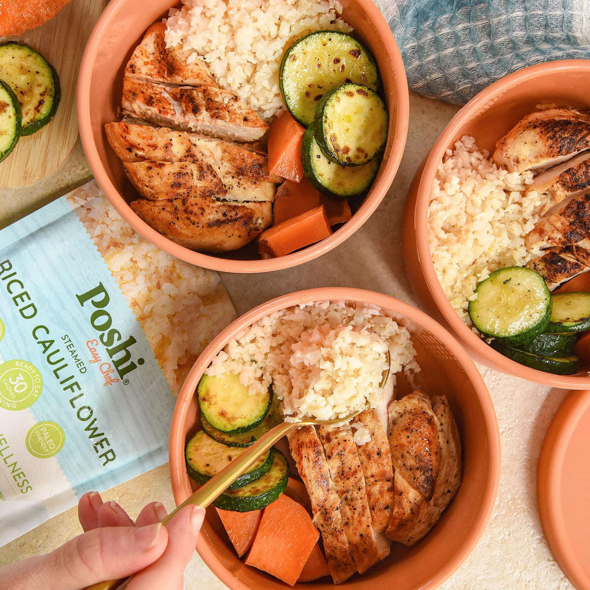 Poshi low-carb vegetable rice texture and color