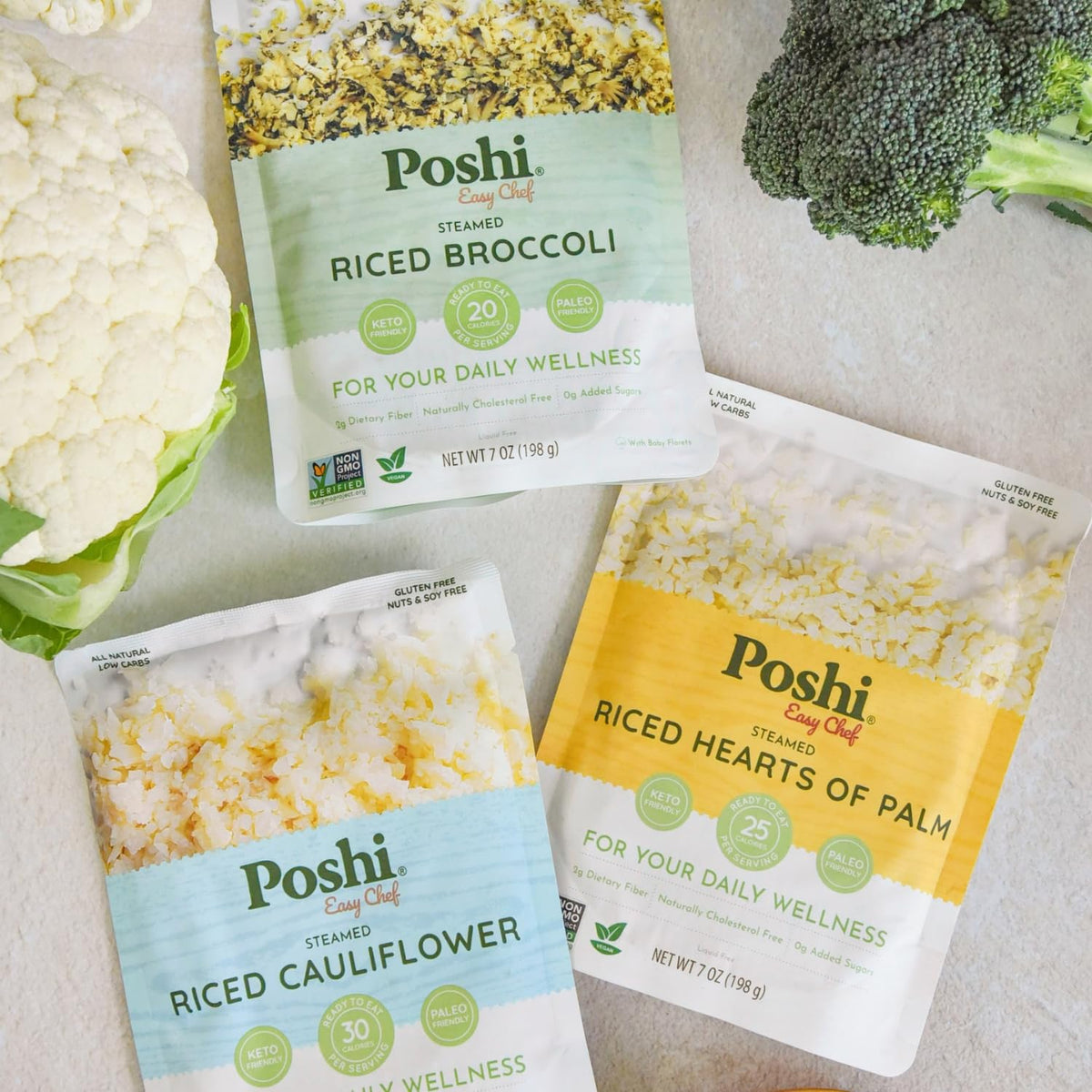 Poshi on-the-go meal with riced vegetables