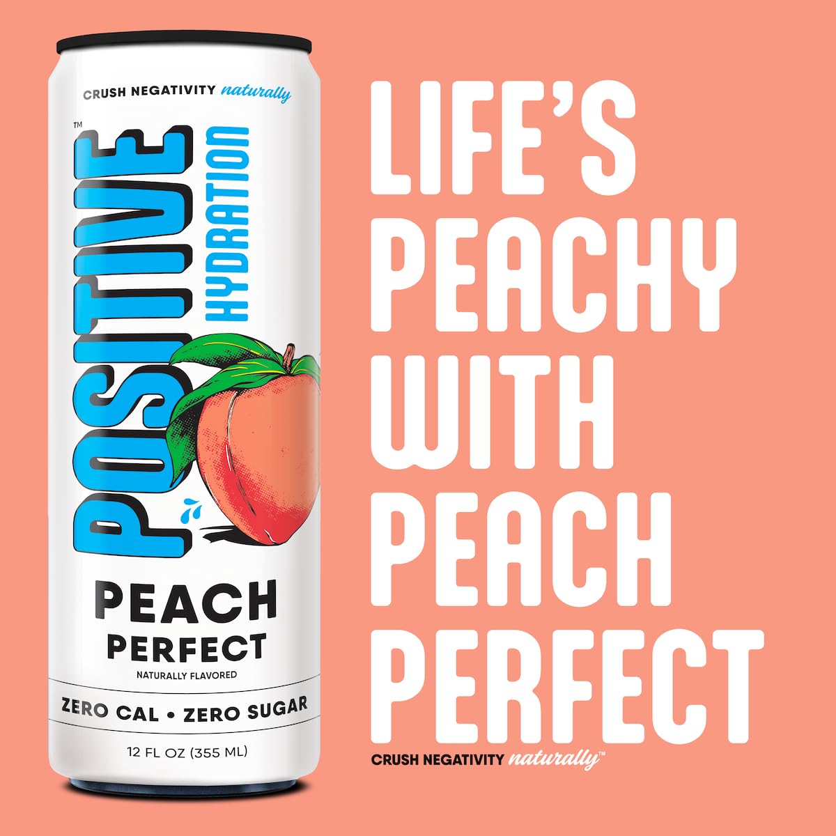 Glass of Positive Beverage Peach Perfect with bubbles, ideal after workouts