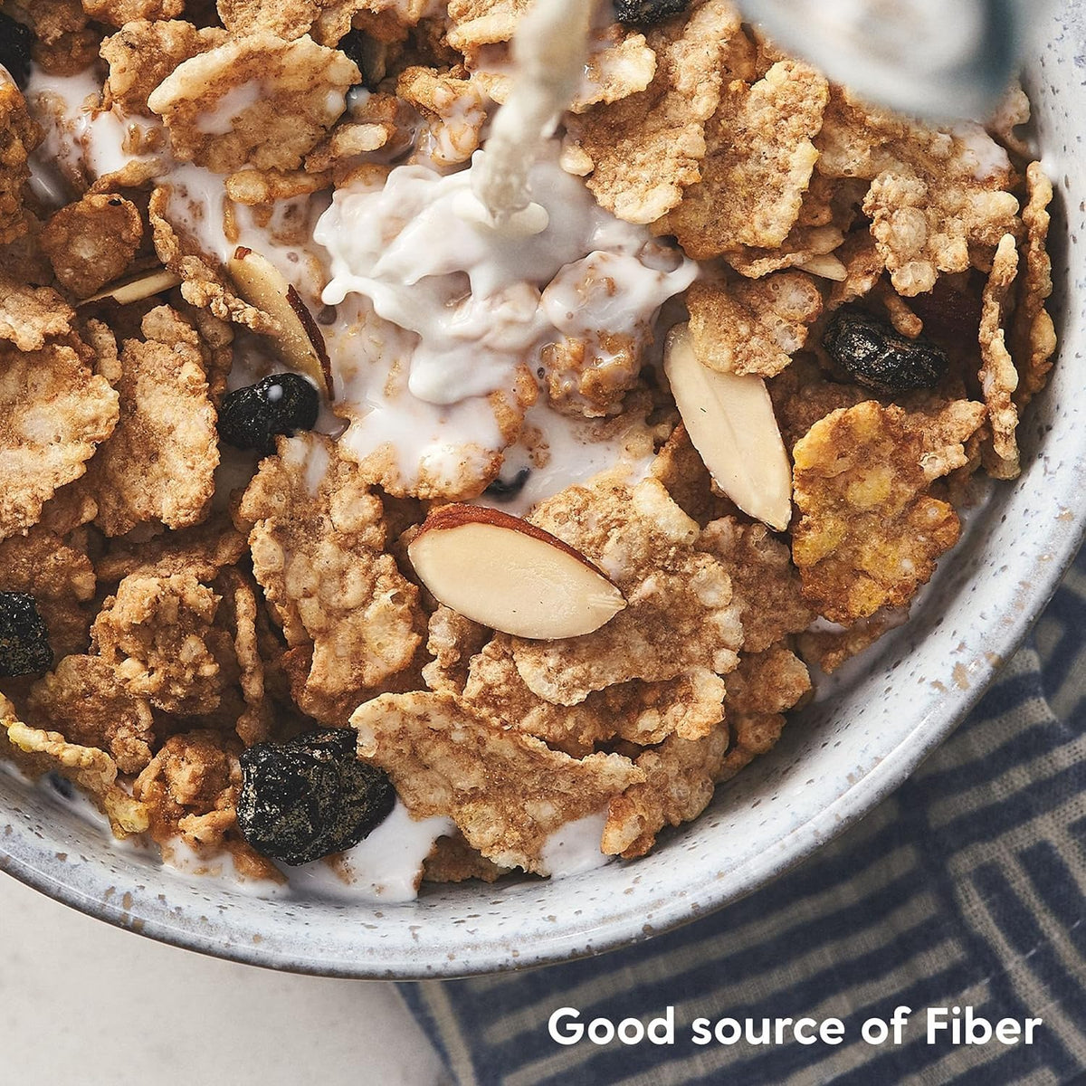 Post Great Grains Blueberry Morning serving size shot emphasizing 24g whole grains per serving