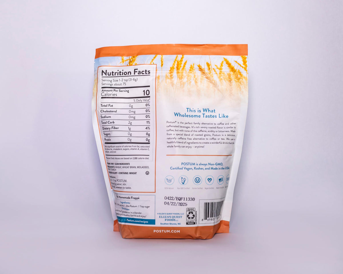 Postum Original molasses-glaze highlights natural sweetness without caffeine.