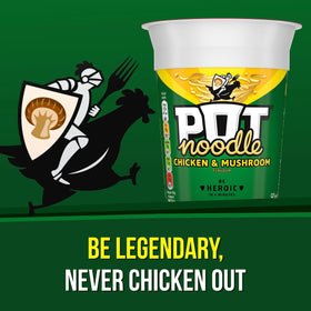Pot Noodle Chicken and Mushroom ingredients display for easy meal planning