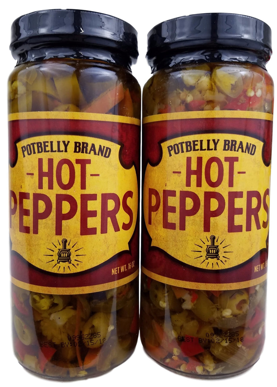 Potbelly hot peppers two jars pack: bright peppers in tangy brine ideal for sandwiches.