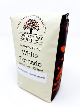 Poverty Bay White Coffee bag 2lb showcases premium beans for a bold morning start