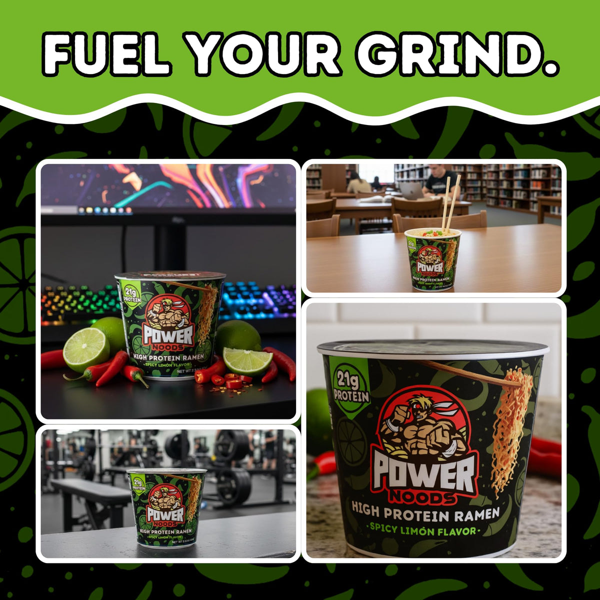 Power Noods protein-21g plant-based close-up highlighting protein-rich ramen option.